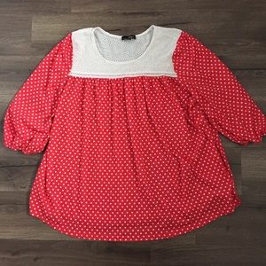 Suzanne Betro Polka Dot Plus Size Top Size 2X